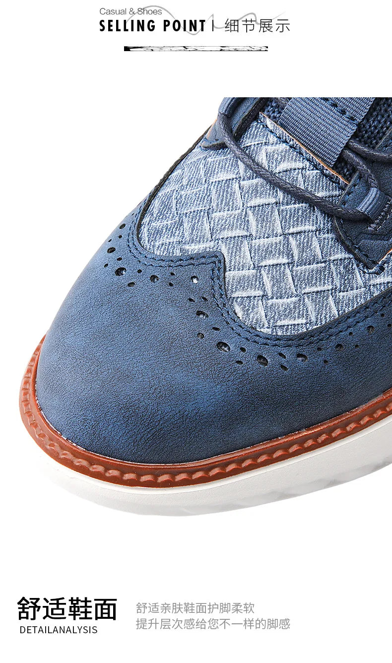 New Shoes for Men Leather Casual Shoes Fashion Breathable Brogues Sport Shoes Street Cool Chunky Sneakers