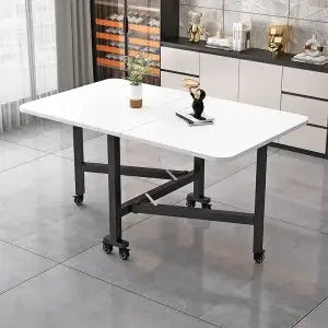 Folding Dining Table For Small Household Multifunctional Folding Rock Board Table Rectangular Living Room Movable Dining Table