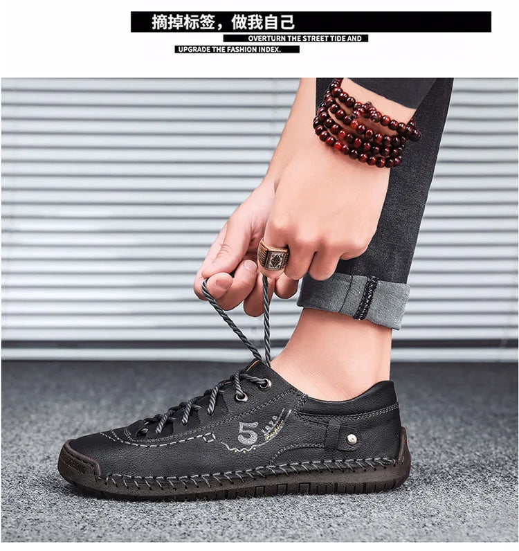 Shoes for Men Leather Casual Shoes Fashion Soft Homme Outdoor Comfortable High Quality Classic Ankle Non-slip Flats