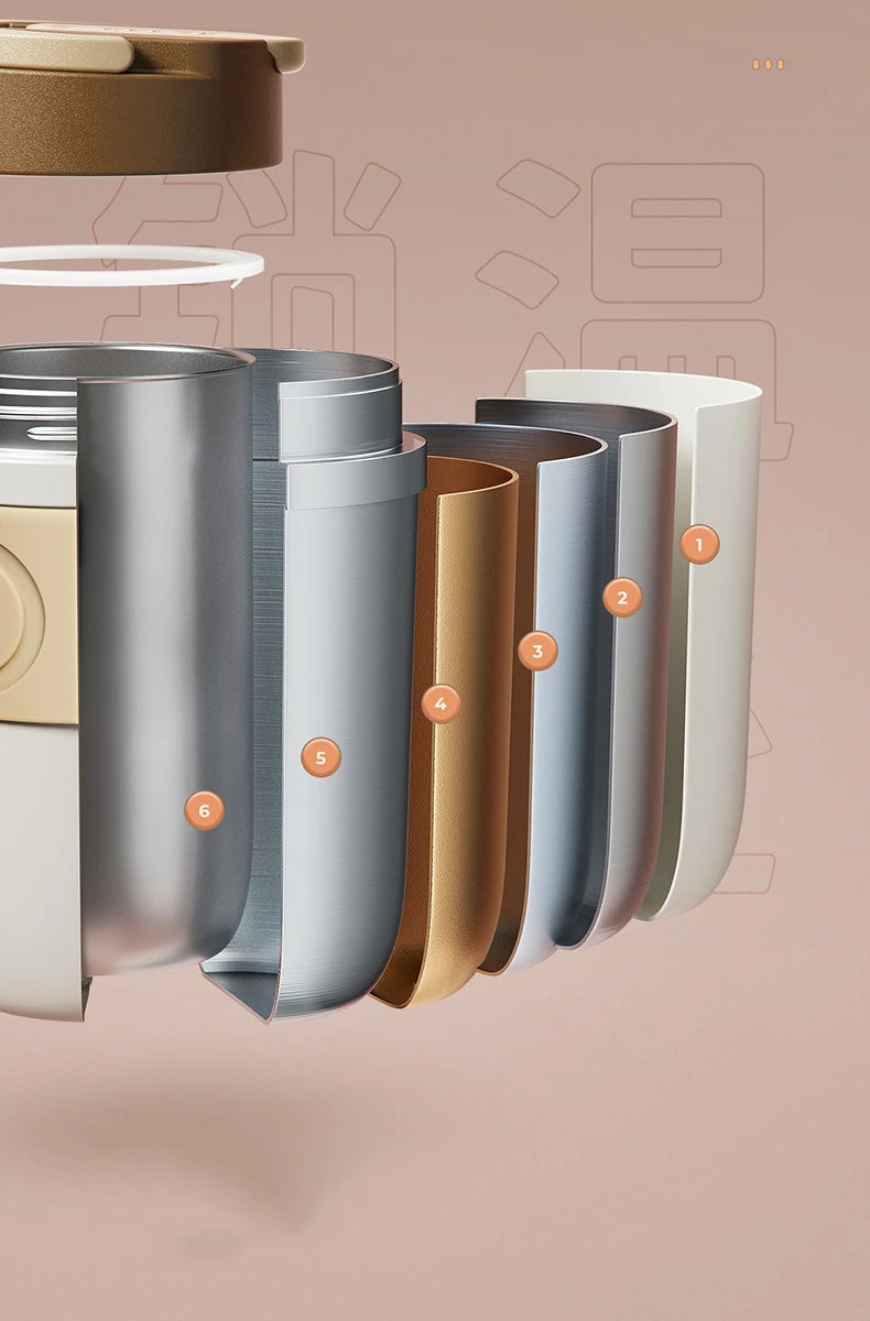 Travel Thermal Mug Ceramic Liners 316 Stainless Steel Thermo for Coffee Long-lasting Heat Preservation with Straws Water Bottle