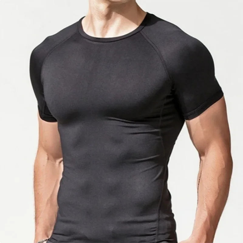 Summer Short Sleeve Men Compression Tee Shirt Bat Print Sport Quick Dry Gym Tshirt Fitness Workout Undershirt Elasticity Top Tee