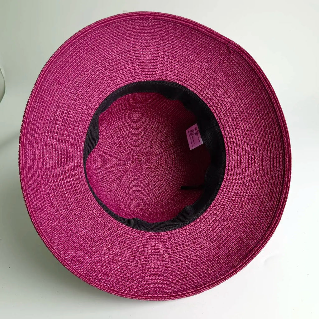 Summer Sun Hats Beach Hat Women Ladies Solid Plain Elegant Wide Brim Hat Female Round Top Floppy Straw sun hat