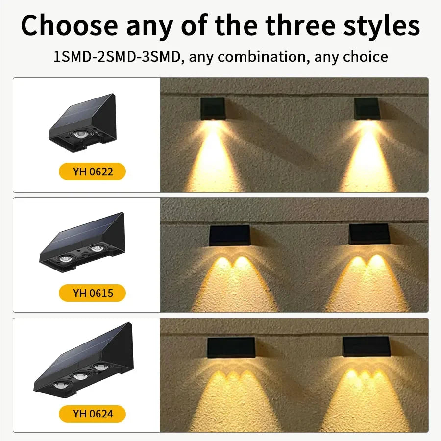 Solar Wall Light Outdoor Garden Lights Solar Powered Waterproof Solar Porch Lights Wireless Wall Mount Lights for Yard Balcony