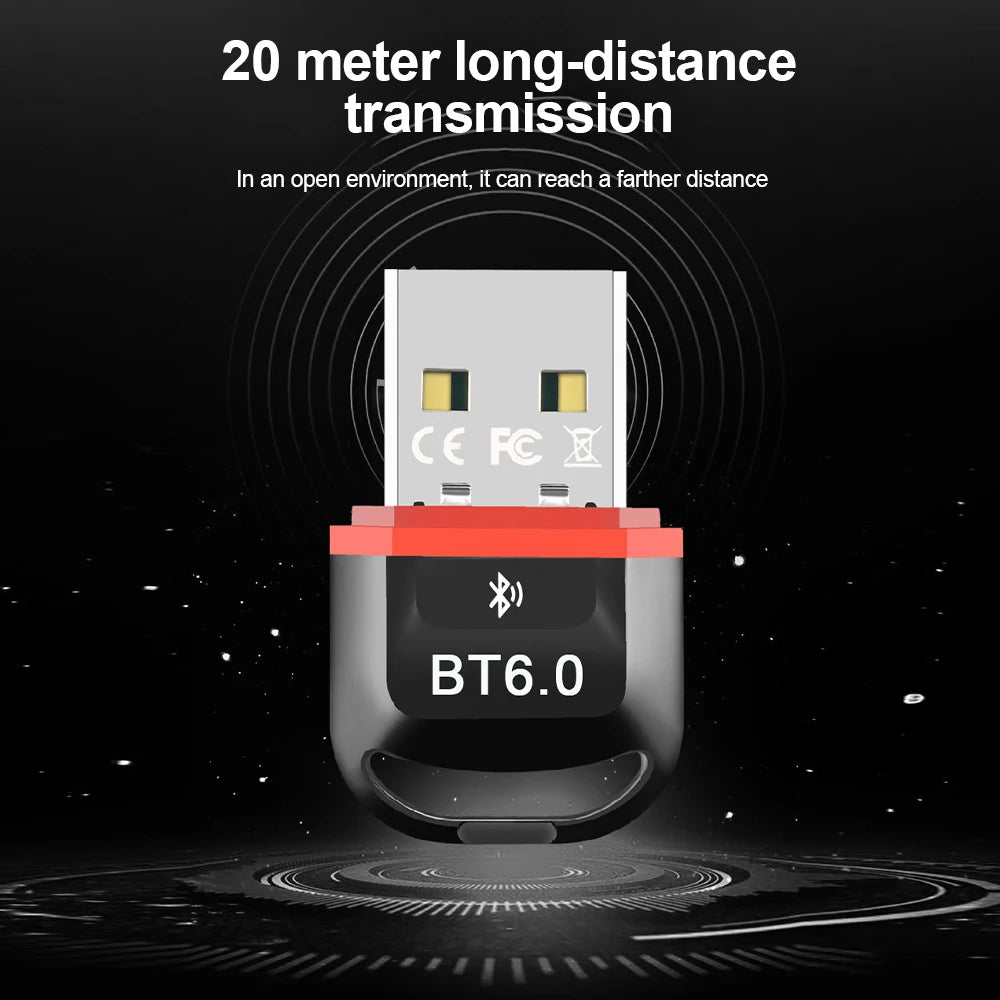 USB Bluetooth 6.0 Adapter Bluetooth5.4 Transmitter Receiver for Wireless Keyboard Mouse Audio Wireless USB Adapter for PC Laptop