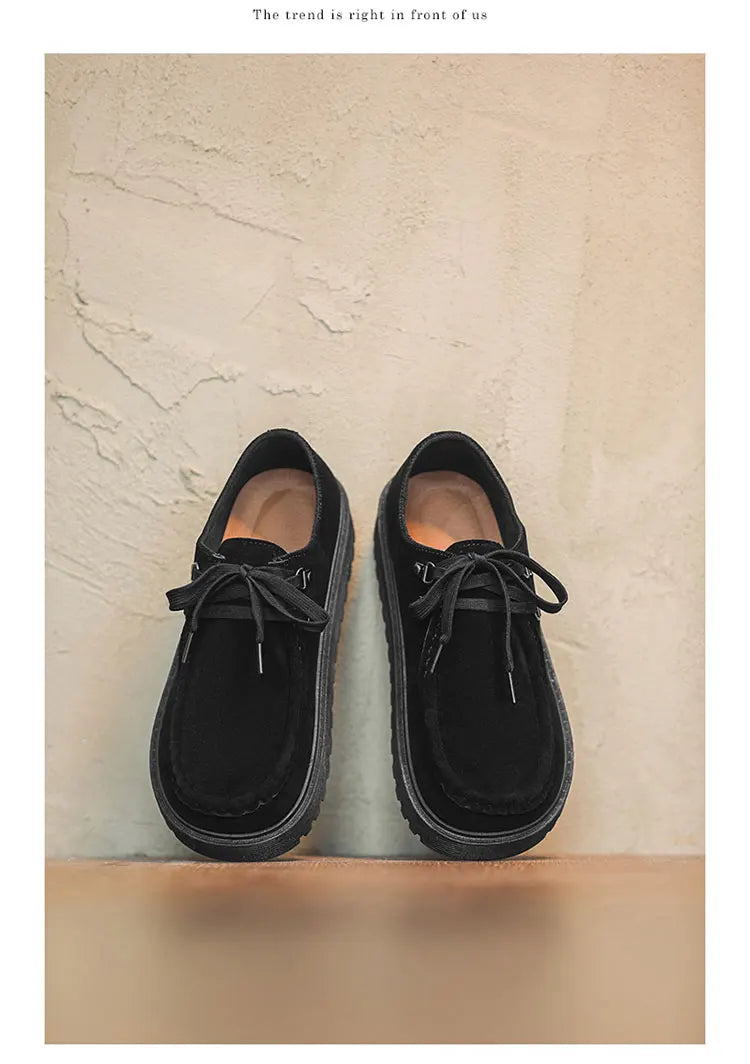 STRONGSHEN Men Casual Shoes Suede Leather Board Shoes Men Retro Thick Soled Suede Shoes Man Zapatos Para Hombre Calzado Hombre