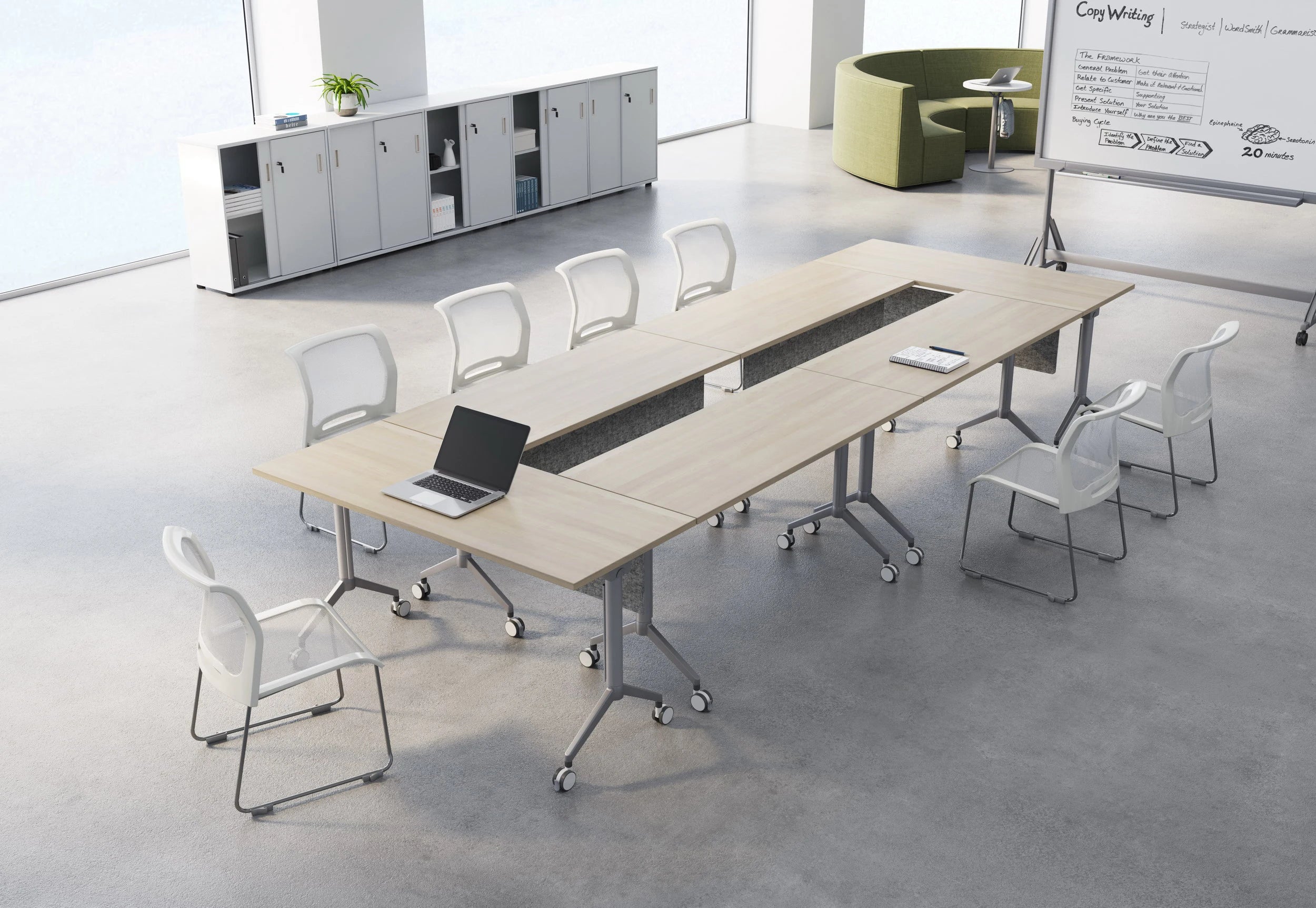 Modern Design Foldable Table With Wheels For Office For Business Meeting & Training Room Easy To Move & Store