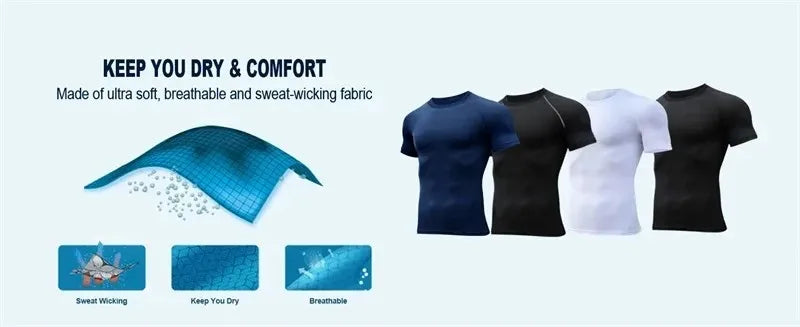 Summer Short Sleeve Men Compression Tee Shirt Bat Print Sport Quick Dry Gym Tshirt Fitness Workout Undershirt Elasticity Top Tee