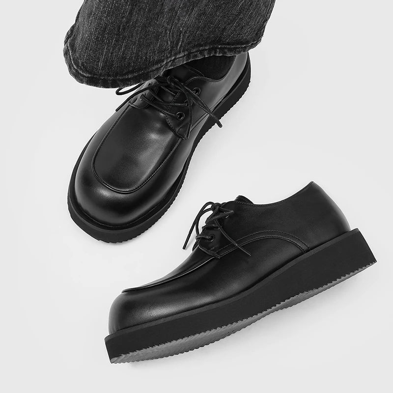 Men's Derby Shoes Fashion autumn and winter styles Office or leisure party 38-46 Hot selling young shoesThick bottom trend