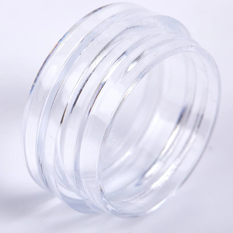 50pcs 5g Sample Clear Cream Jar Mini Cosmetic Bottles Containers Transparent Pot For Nail Arts Small Clear Can Tin For Balm