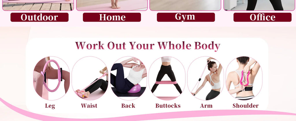 Home Pilates & Yoga Workout Set - 16 pcs Includes Resistance Circle, Foot Pedal, Resistance Bands & Strength Trainer