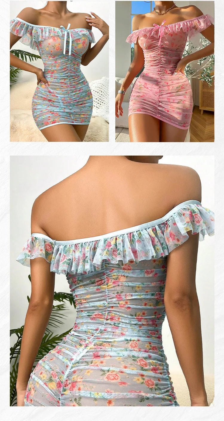 Sexy Lingerie Sexy Women'S Nightdress Ruffled Edge Wrap Hip Nightdress Sexy Lingerie For Women Sexy Lingerie For Women Push Up
