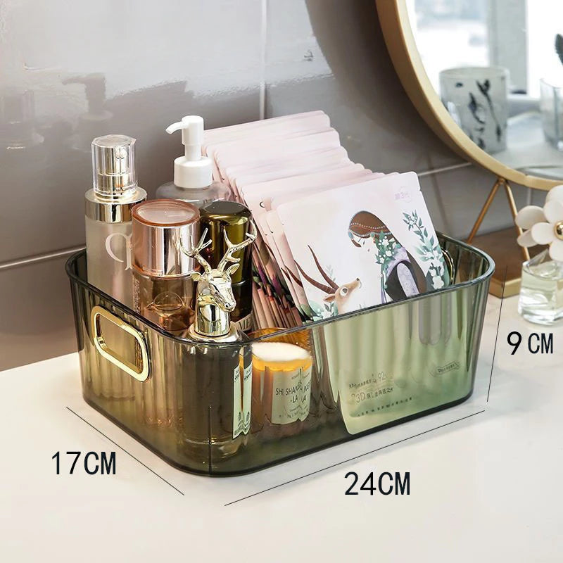 Cosmetics Box Desktop Storage Drawer Stackable Storage Box with Handle Makeup Organizers Basket Poatable Sundries Acrylic Rack
