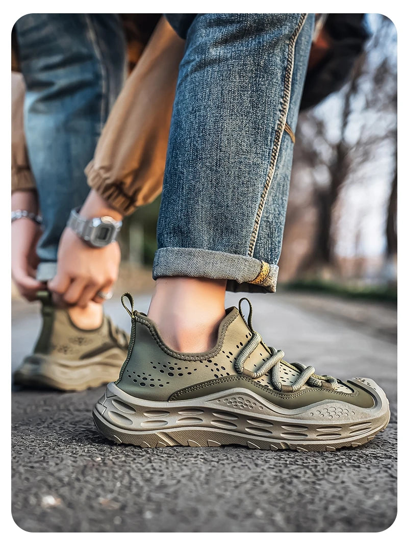 Spring Autumn New Mens Casual Shoes Fashion Anti Skid Wear Resistant Sports Sneakers Thick Sole Fashion Breathable Mesh Footwear