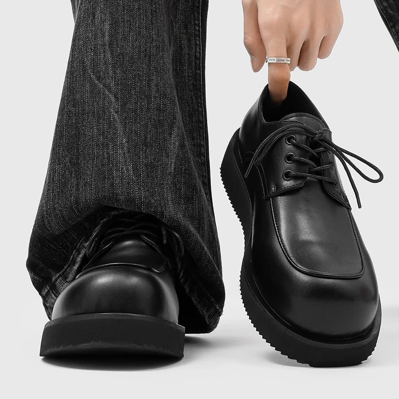 Men's Derby Shoes Fashion autumn and winter styles Office or leisure party 38-46 Hot selling young shoesThick bottom trend