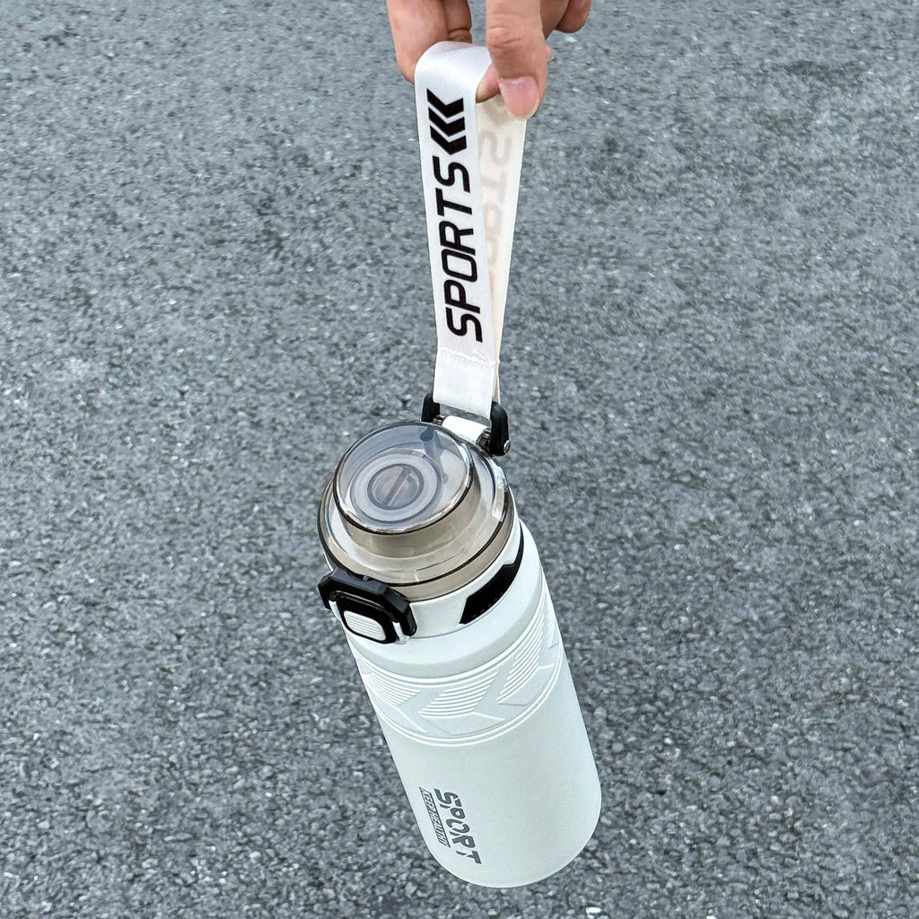 1pc trendy stainless steel thermos cup 650ml, fashionable dual-drinking thermal water bottle, portable with handle for outdoor