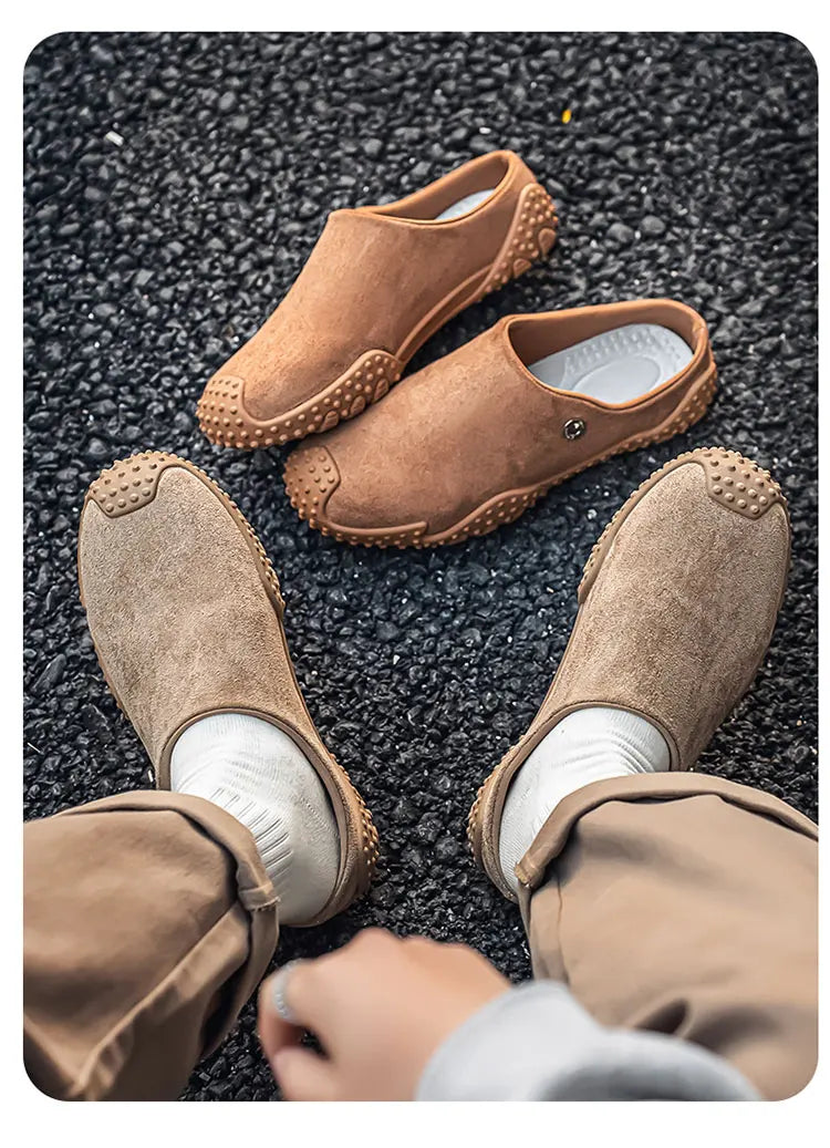 Fashion Slippers for Men Closed-toe Suede Slip Ons Shoes 2026 New Design Mens Casual Flats Loafers Comfortable Walking Shoes
