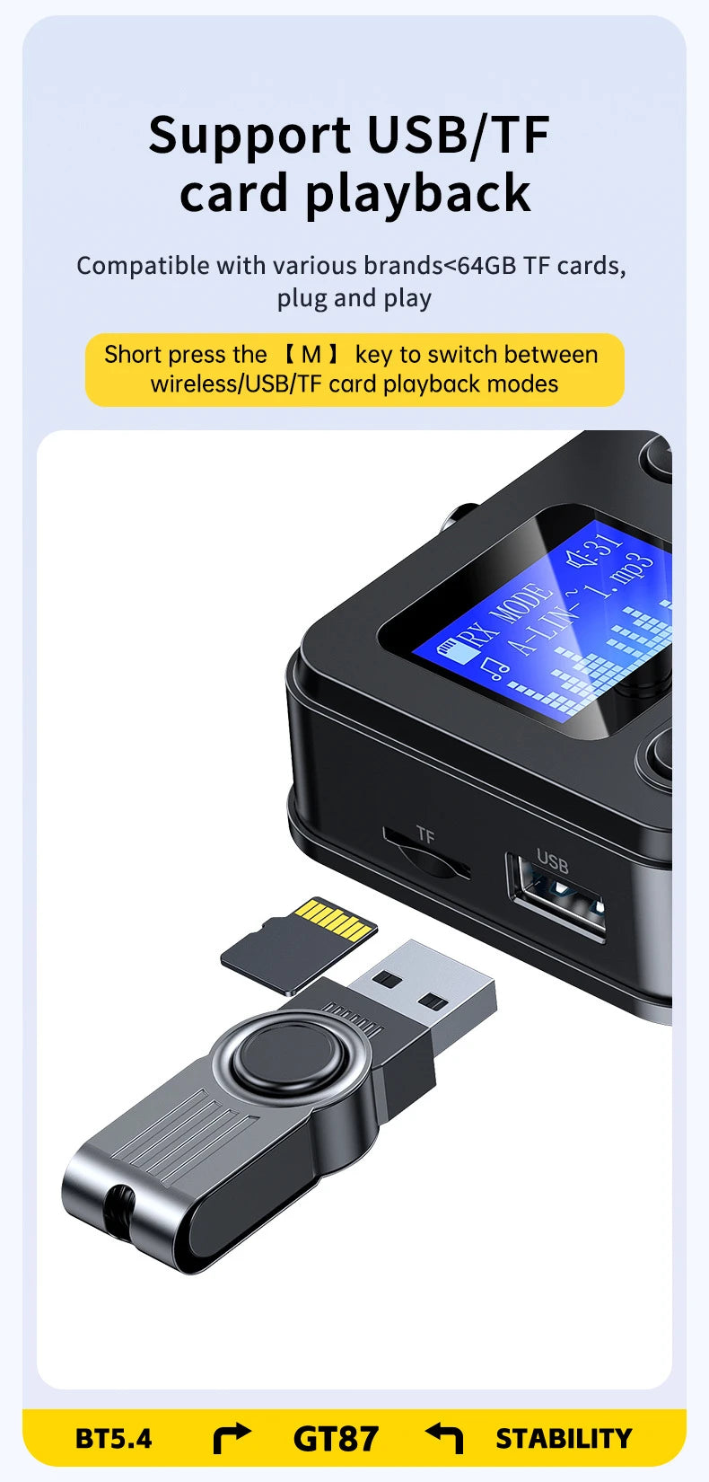 Bluetooth 5.4 Audio Transmitter Receiver 3.5mm AUX RCA Optical Coaxial Stereo Wireless Adapter Converter For Speaker TV PC Car