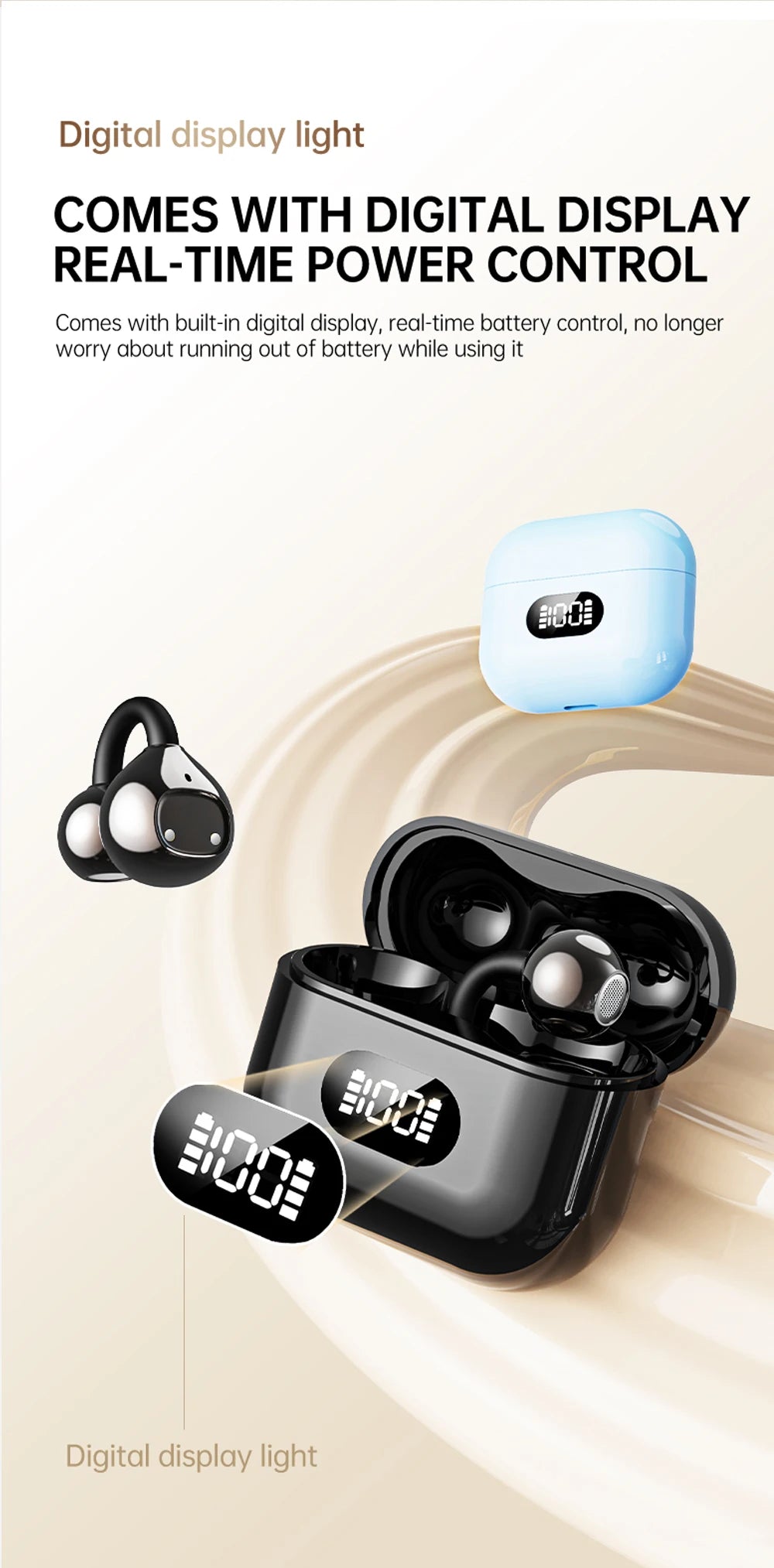 Earphone with Bluetooth 6.0 version X62 - Open-air wireless headphones for sports, commuting, low latency, high fidelity