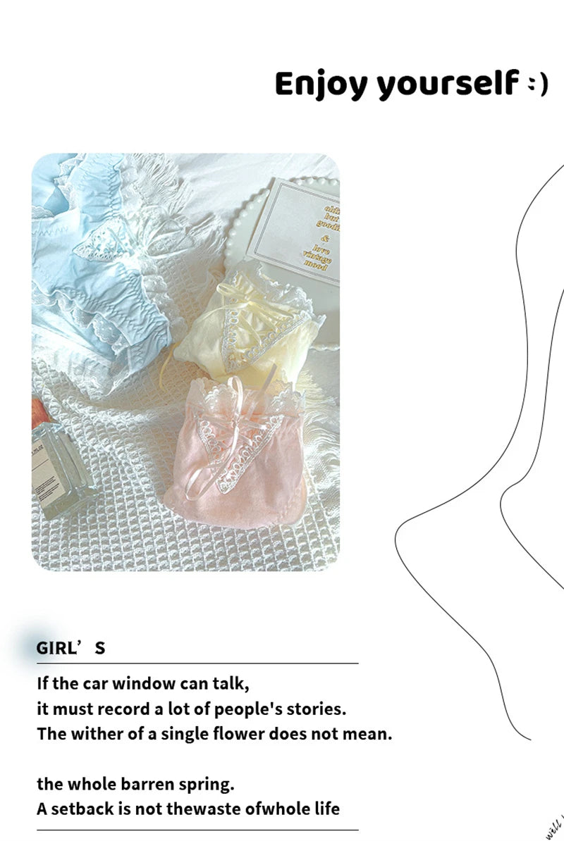 Lingerie woman sexy panties cotton fabric ropa interior femenina lace sweet underwear women cute ribbon plus size ropa interior