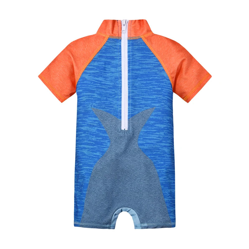 Summer Baby boy Short Sleeved Swimwear Sunscreen High Elasticity Cartoon Printing Cute And Cool Out Doors Swimming Pool  Parti