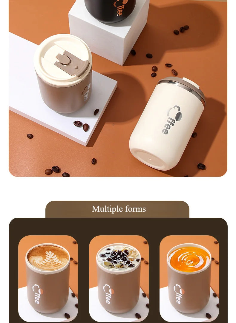 500ml Double Wall Stainless Steel Thermos Cups with Straw Insulated Thermal Mug Vacuum Flasks Coffee Travel Drinks Water Bottle