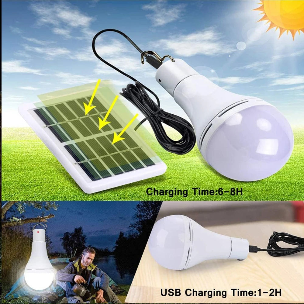 Solar Light USB Charged Hanging Emergency Sunlight 7W/9W/12W Powered Lamp Outdoor Indoor House Solar Bulb Light Solar Panels
