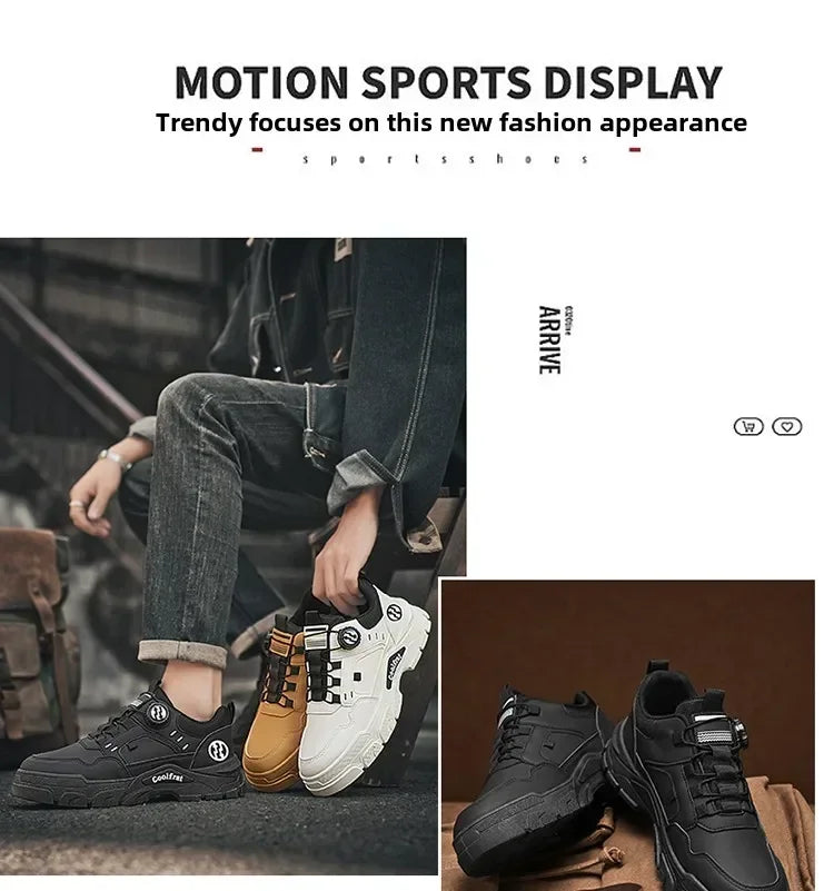 New Men's Shoes Low-top Rotating Buckle Sports Casual Trendy Outdoor Waterproof Work Shoes EVA Sole Rubber Zapatillas Hombre