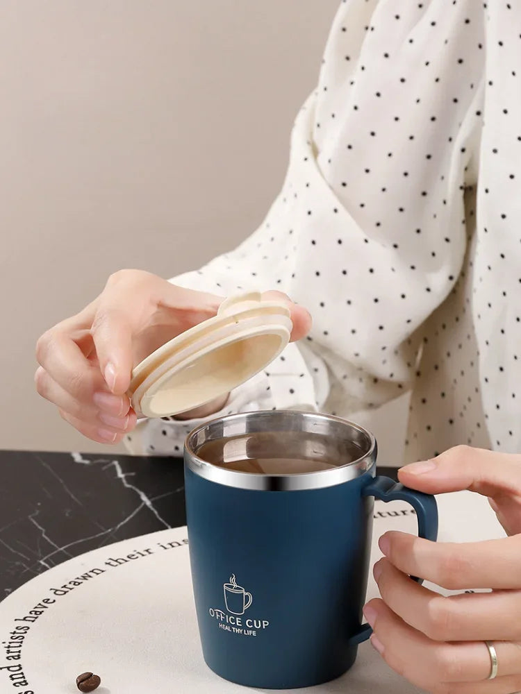 Portable Thermal Water Bottle 350ml Thermos Mug 304 Stainless Steel Coffee Cup with Handle Leak-Proof Vacuum Flask Insulated Cup