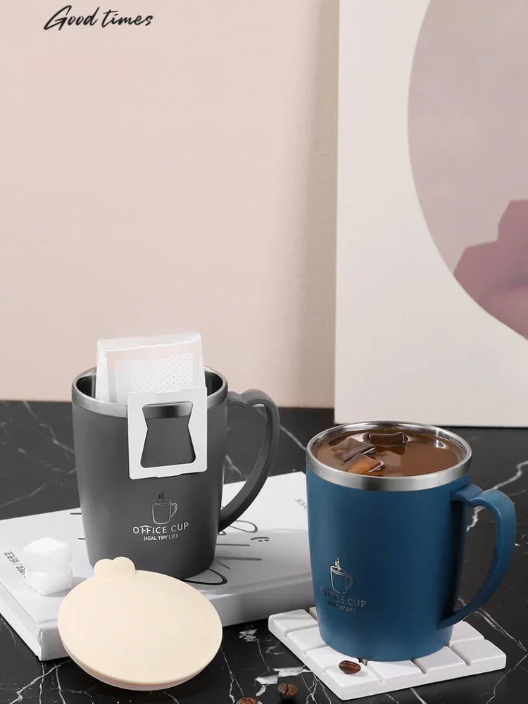 Portable Thermal Water Bottle 350ml Thermos Mug 304 Stainless Steel Coffee Cup with Handle Leak-Proof Vacuum Flask Insulated Cup