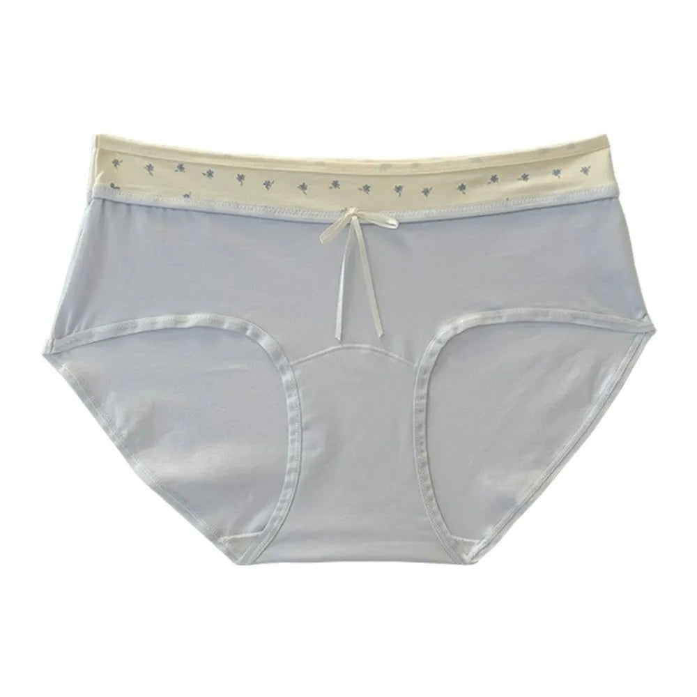 Lingerie Mid-waist Underwear for Women Bow Patchwork Women's Sweet Panties Large Size Underpants Cotton Briefs Lady