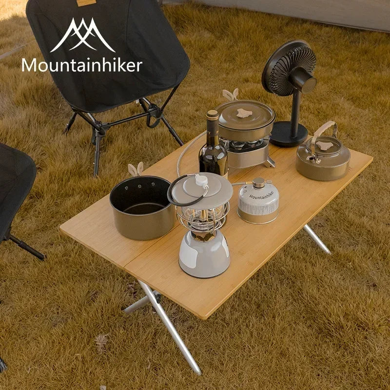 MOUNTAINHIKER Outdoor Camping Bamboo 2/3 Folding Table Portable Fast Storage Folding Desk Outdoor Dining Table Picnic BBQ Table