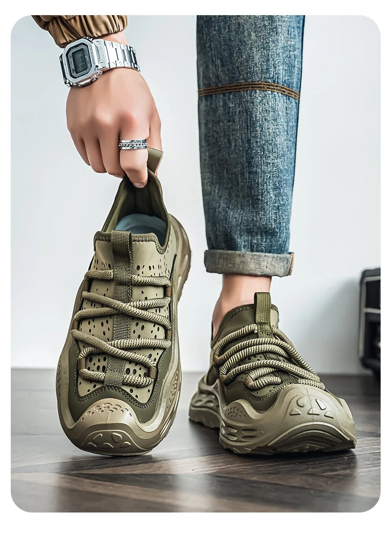 Spring Autumn New Mens Casual Shoes Fashion Anti Skid Wear Resistant Sports Sneakers Thick Sole Fashion Breathable Mesh Footwear