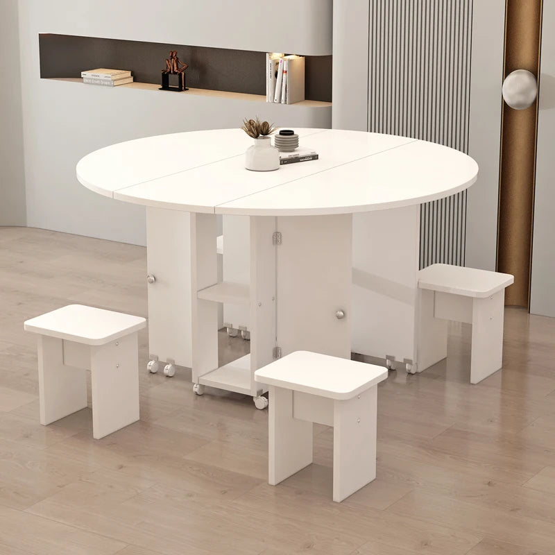 Folding White Dining Table Multifunction Family Waterproof Space Saving Dining Table Design Simple Mesas De Jantar Furnitures