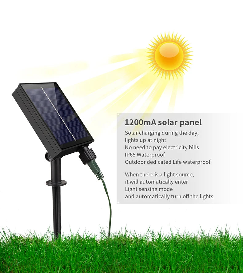 50M 100M Large Solar Panel LED Solar String Lights Fairy Garland Lights Outdoor Backyard Garden Holiday Christmas Party Decor