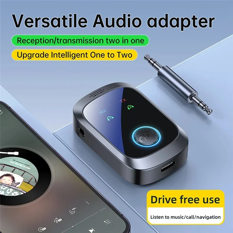 ABUO-Airplane-Friendly Bluetooth 5.4 Audio Transmitter And Receiver, 2 In 1, 3.5Mm AUX, High Definition, Low Latency