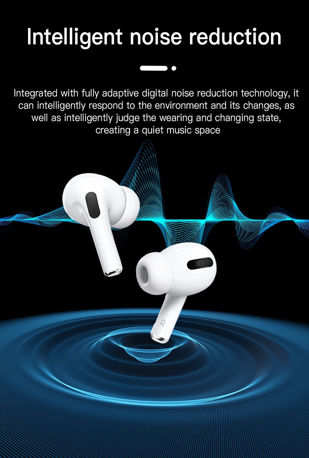 Wireless Earphones With Bluetooth 5.3 In-Ear Headphones Intelligent Noise Reduction Long Battery Life LED Color Screen Display