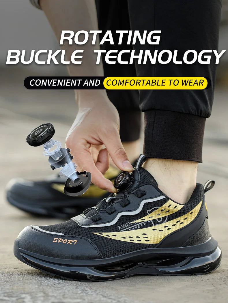 Steel Toe Safety Shoes Anti-smash Anti-Puncture Work Boots Men Slip Resistant Breathable Outdoor Work Indestructible Shoes