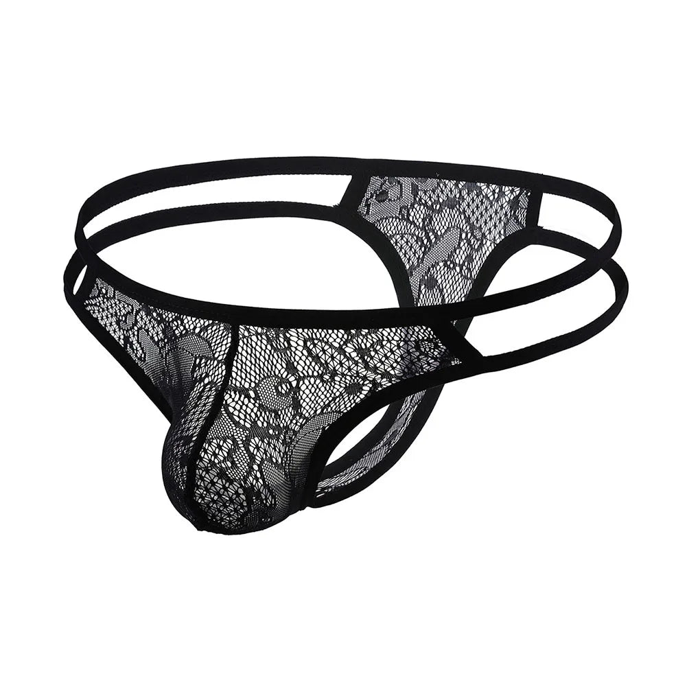 Lingerie For Men Sexy Briefs Ultra-thin Transparent Underwear Mesh Thongs Breathable Trunks Sissy U Convex Pouch Underpants