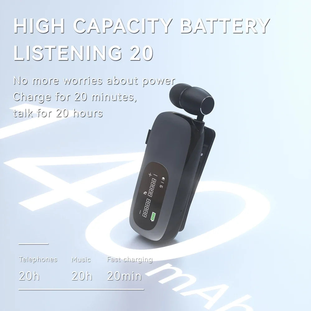 Bluetooth Wireless Headphones Against Loud Noise Lavalier Business BT 5.4 Earphone Lotus Ears with wire Talk/Music 20H With LCD