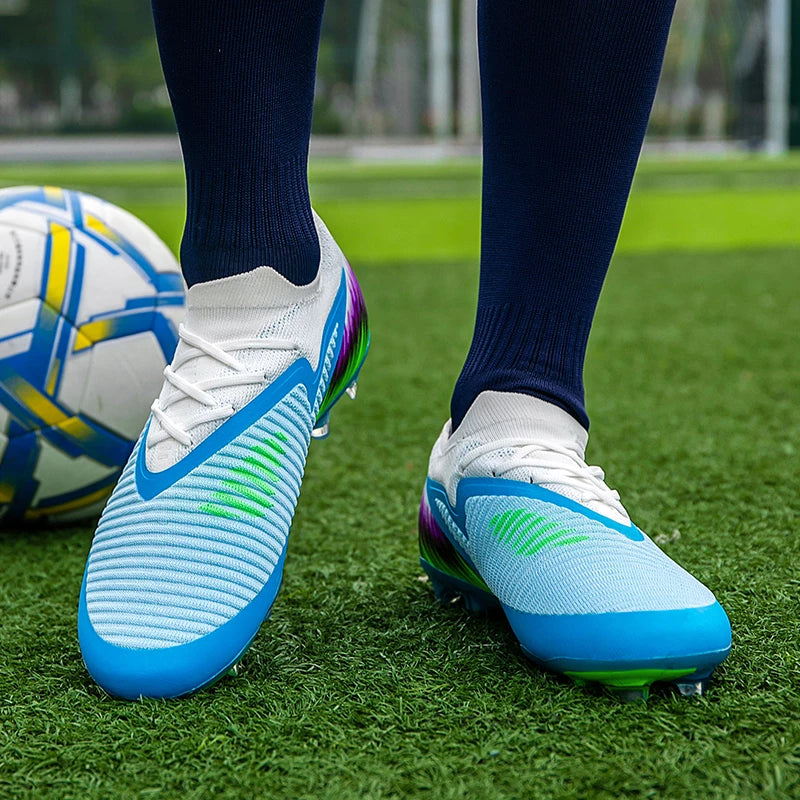 Football Shoes Men Quality Outdoor Training Soccer Boots Black White Long Spike Suitable for Teenager Boys Big Size