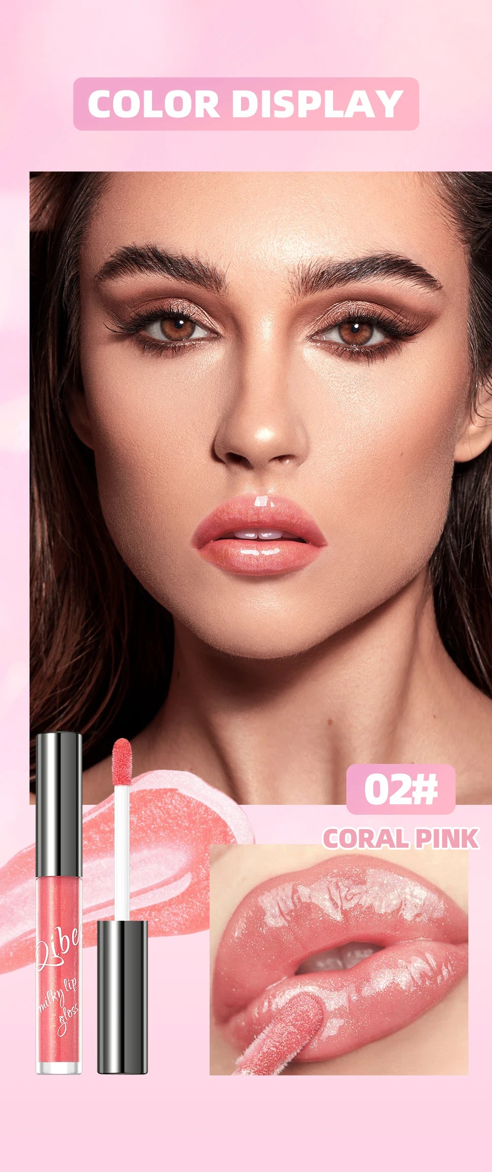 QIBEST Purple Lip Gloss Shimmer Lip Tint Moisturizing Long-Lasting Shine Lip Stain Diamond Hydrating Lip Stain Tint Cosmetics