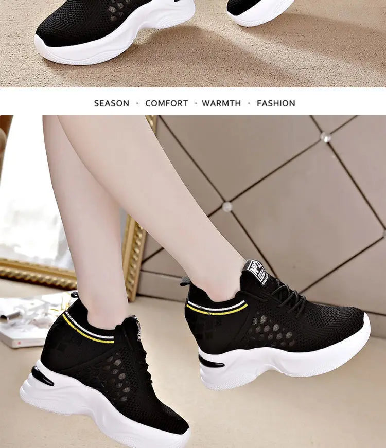 Shoes for Women The New Fashion White Sport  Summer 2022 Casual Breathable Hollow Out Platform Sneakers Comfortable High Heels