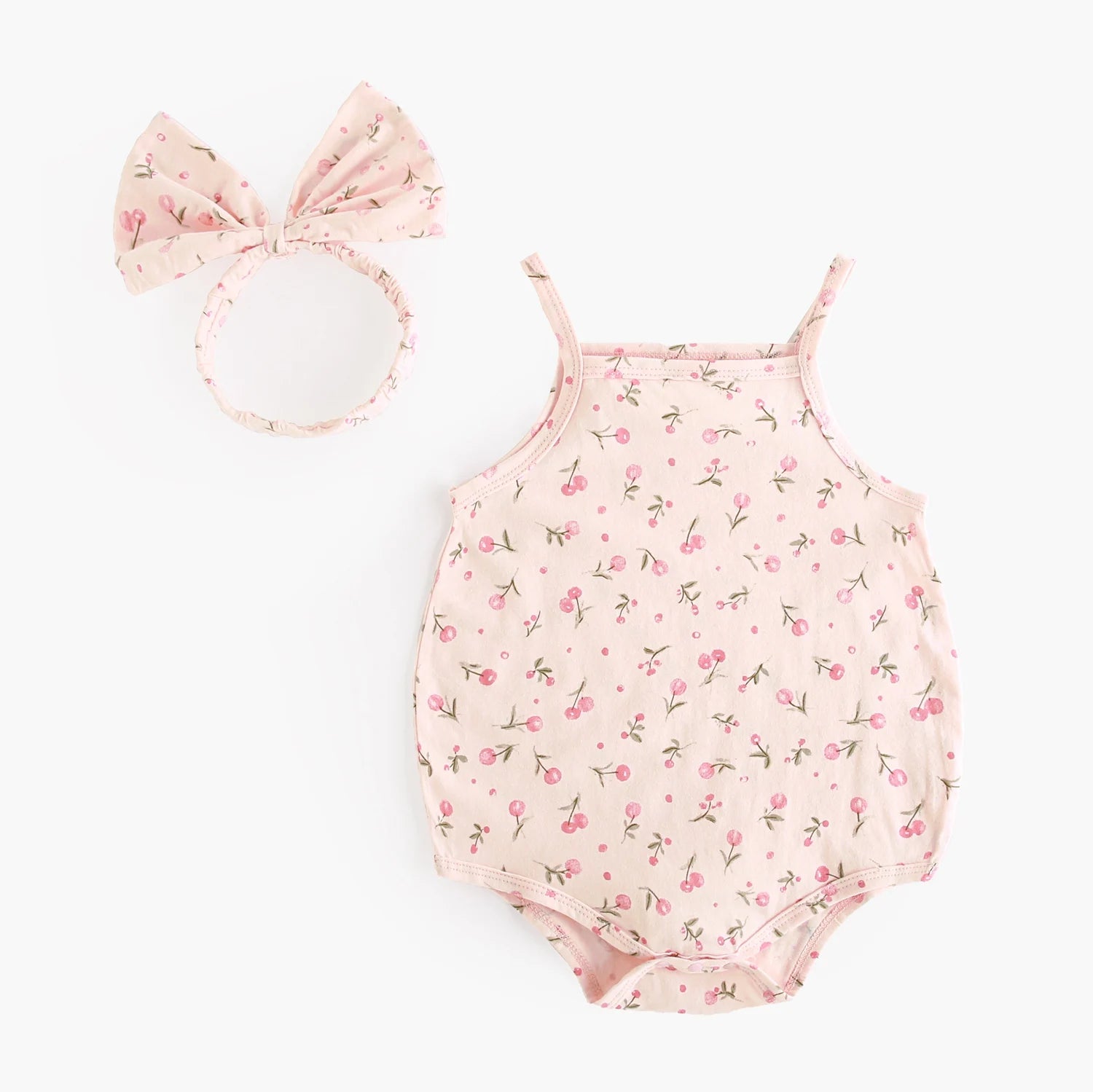 Summer Baby Girls Bodysuits Sweet  Infants Flower Onesies with Headband Cute