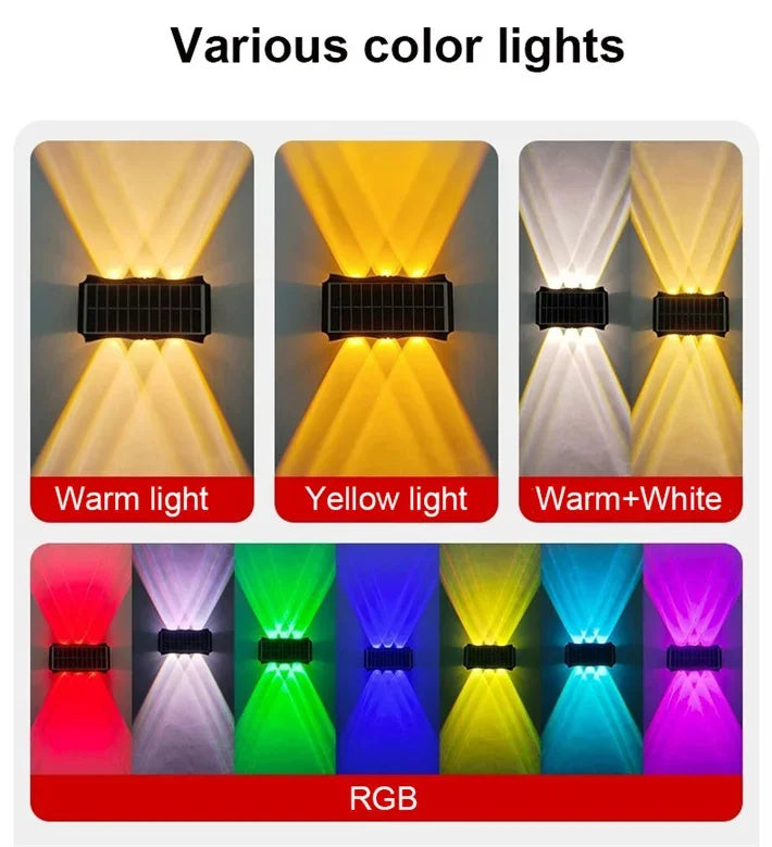 Solar LED Light Wall Lamp Outdoor Waterproof High Brightness Up and Down Luminous Lighting for Outdoor Garden Decoration
