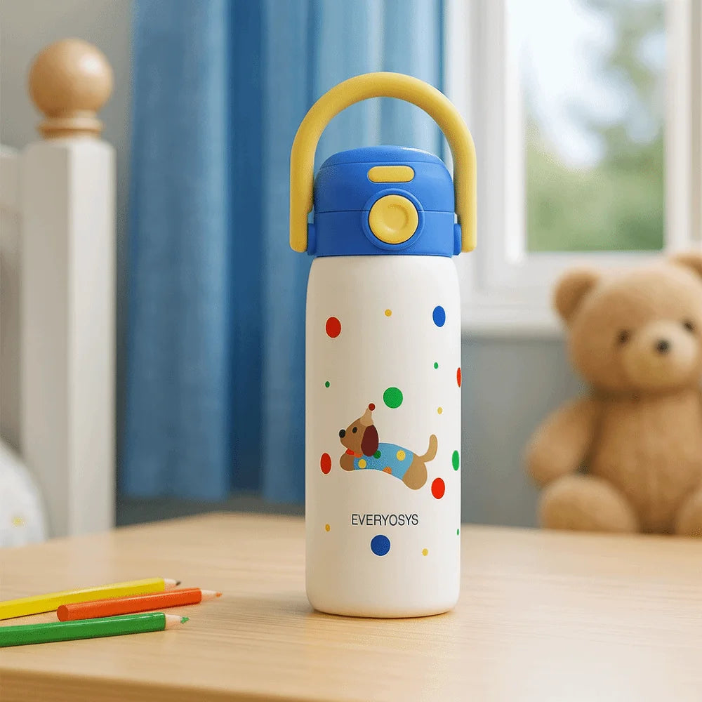 Reusable Creative Thermal Water Bottle 500ML Portable Thermal Cup Leak-proof Straw Design Drinking Straw Cup Kitchen Supplies