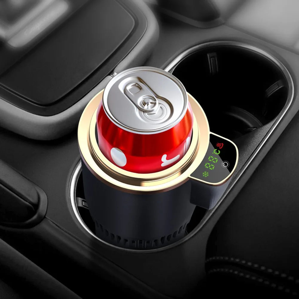 2-in-1 Car Heating and Cooling Cup With Display Screen 12V Button Control For Hot and Cold Functions Beverage Bottle Thermos Cup