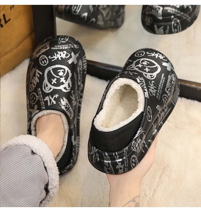 Men's Slippers Shoes for Men Unisex Warm Non-Slip Wear-resistant Thick Bottom Waterproof Add Cotton Heel Covering Fashion New
