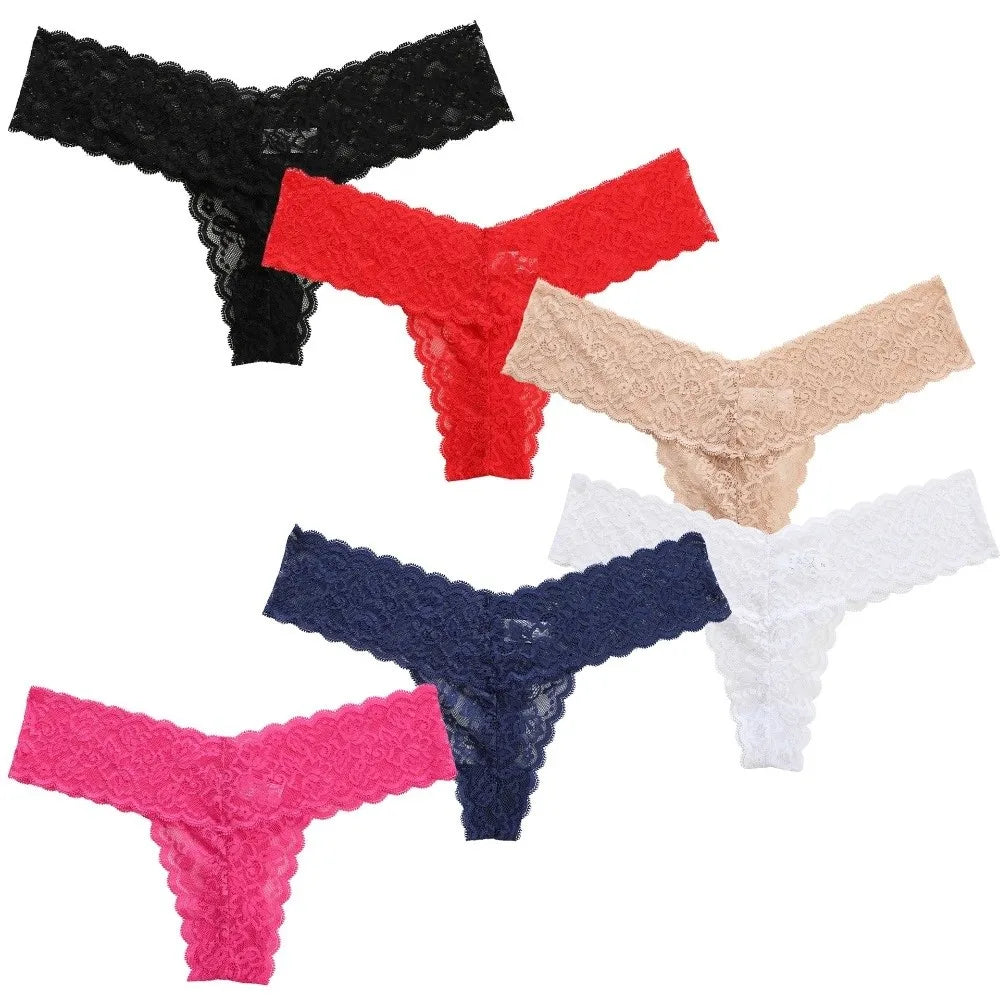 Lingerie Low Waist Lace Seamless Panties Thong Bow Underwear for Women Cotton Crotch Transparent Mesh Lace Briefs Lady