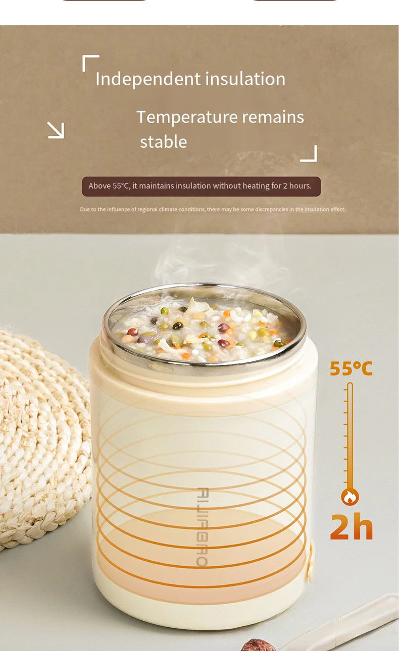 304 stainless steel thermos cup for office workers to take away portable mini thermal soup kettle rechargeable plug-in heating