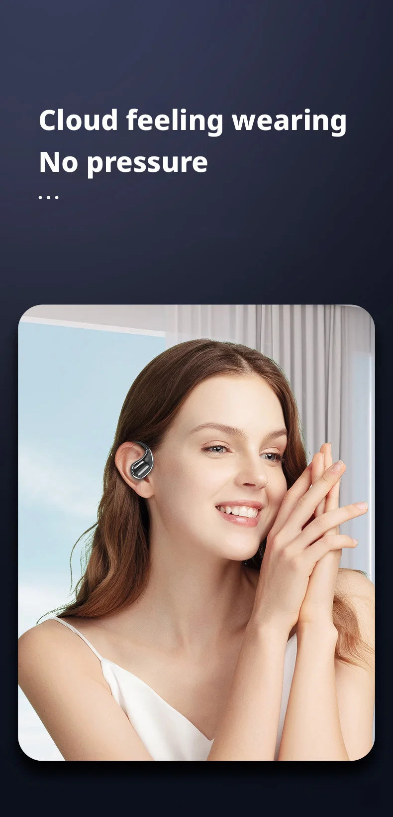 Bluetooth 5.4 Ear Hook Wireless Earphones TWS HiFi Stereo, Waterproof LED Display, Long Standby Touch Control Earbuds for Sports